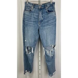 WE THE FREE People  28 Tapered Baggy Boyfriend Jeans Button Fly Distressed Denim